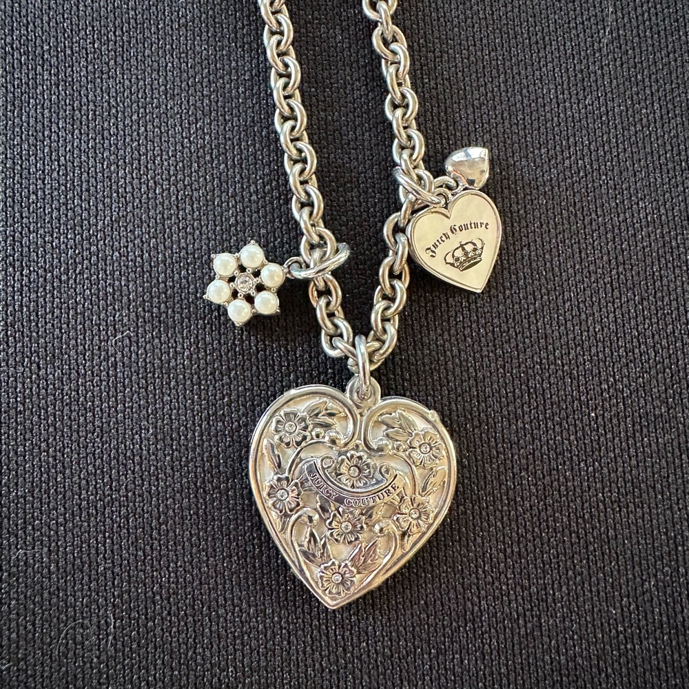 Juicy Couture Silver Heart Charm Necklace